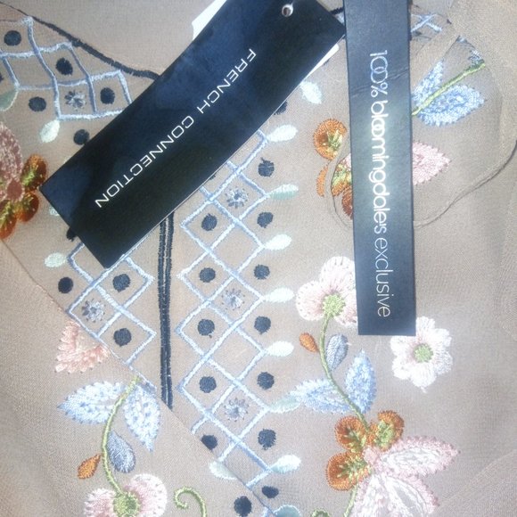 French Connection Embroidered Blush Cami Top Sz 0 - Picture 5 of 10